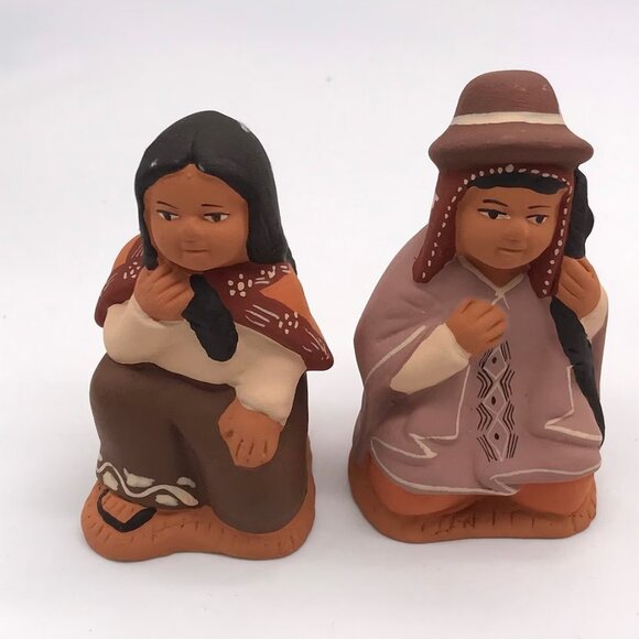 Peruvian Handmade Pottery Nativity Clay Set 8 pcs Christmas Decor (3" Tall Each) - Picture 2 of 9